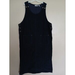 JLNY Dress 3x Corduroy Maxi Jumper Shift Navy Lagenlook Vintage 90s Retro